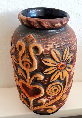 Vase cercle céramique noir H 22.5cm