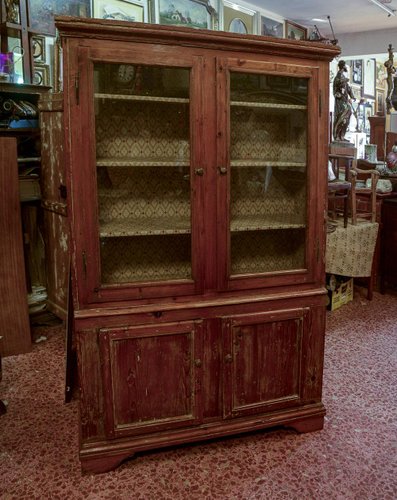 Rustic hutch online with glass doors