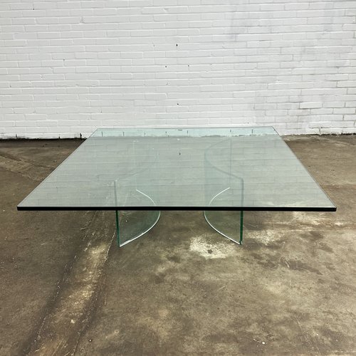 Large Vintage Glass Coffee Table for sale at Pamono
