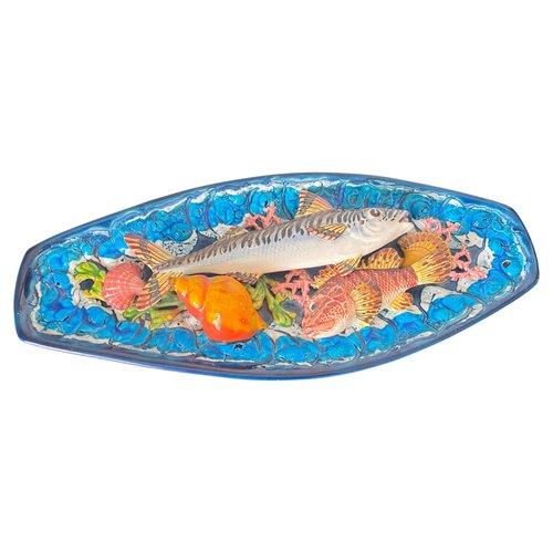 Decorative Majolica Fish Platter, 1960s for sale at Pamono