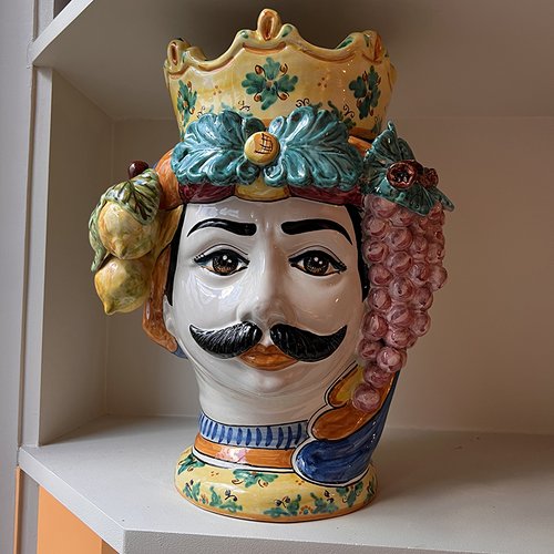 Große Les Siciliennes Herrenkopfvase mit Früchten von Popolo bei Pamono ...