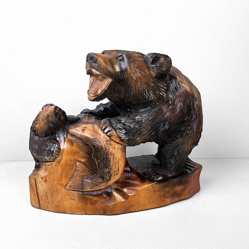Wooden Hokkaido Kibori Kuma Bear, Japan, 1950s for sale at