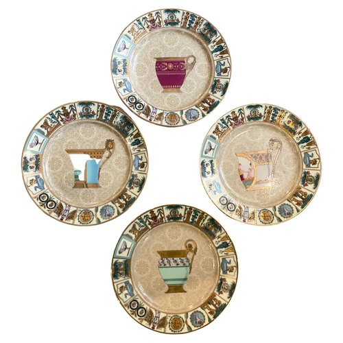Italian Porcelain Mural Plates by Gucci, 1980s, Set of 4 for sale at Pamono