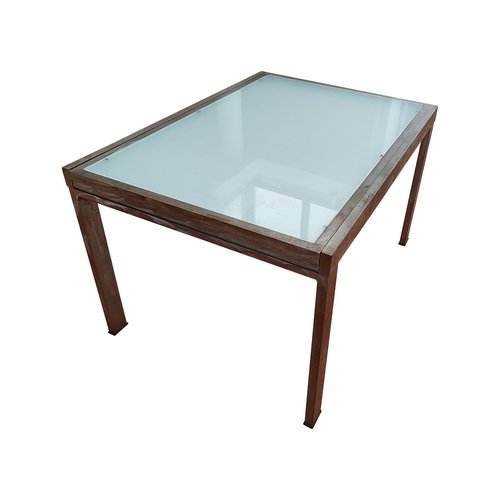 Ausziehbarer Mid-Century Esstisch aus satiniertem Glas bei Pamono kaufen