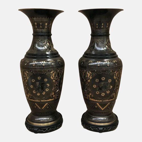 Black Vases, Set of 2 for sale at Pamono