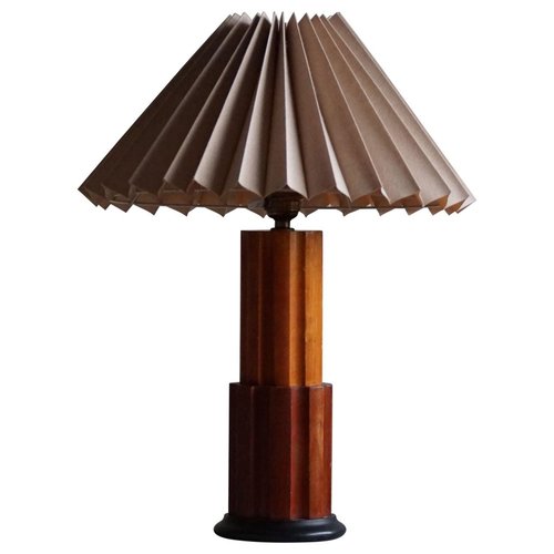 Skulpturale dänische Art Deco Tischlampe aus Holz, 1930er bei Pamono kaufen