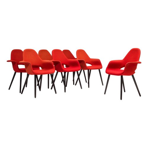 Red Dining Chairs by Eero Saarinen for Vitra, 2000s, Set of 7 for sale