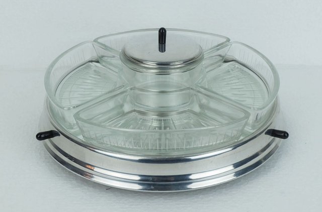 LSAIFATER Lazy-Susan Vassoio Girevole da Cucina a Forma di Fiore Satinato Perfetto come Portaspezie 25cm x 7,6cm