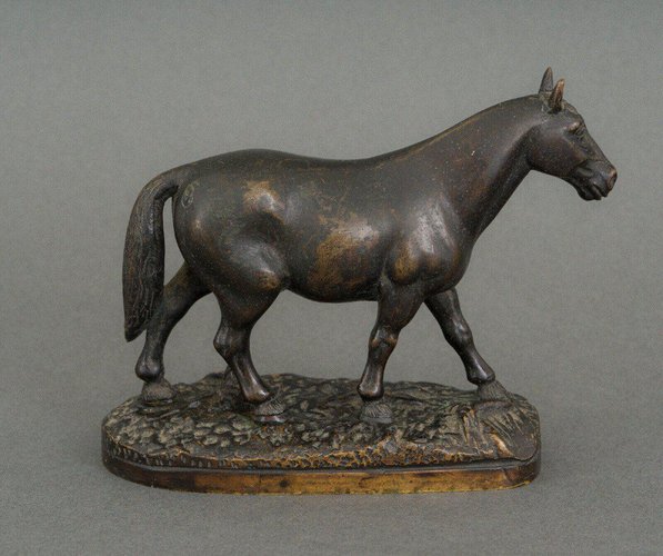 19th Century Bronze Draft Horse in Dark Brown Patina for sale at Pamono