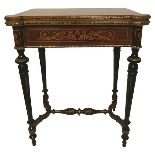 Table A Jeux / Console En Marqueterie Boulle Orné De Bronze