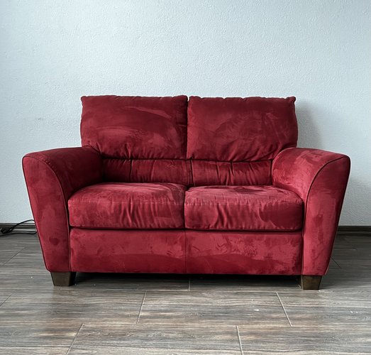 Vintage Red Velour Sofa for Ikea, 1990s for sale at Pamono