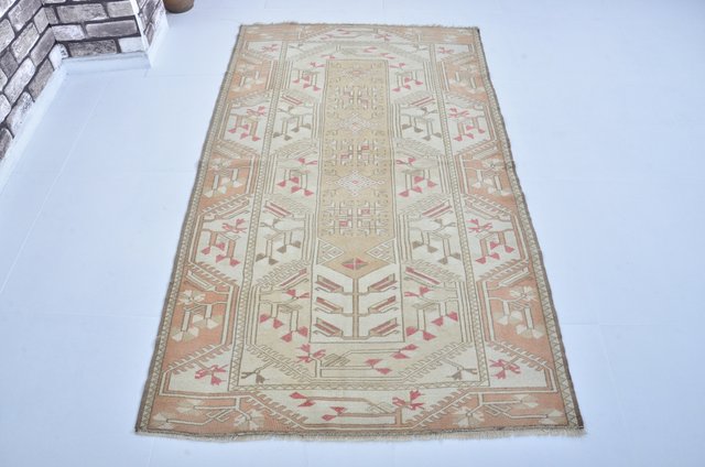 Anatolian Muted Faded Wool Aztec Rug for sale at Pamono