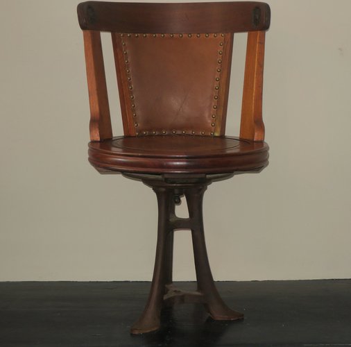 Antique Revolving Nautical Desk Chair in Teak for sale at Pamono