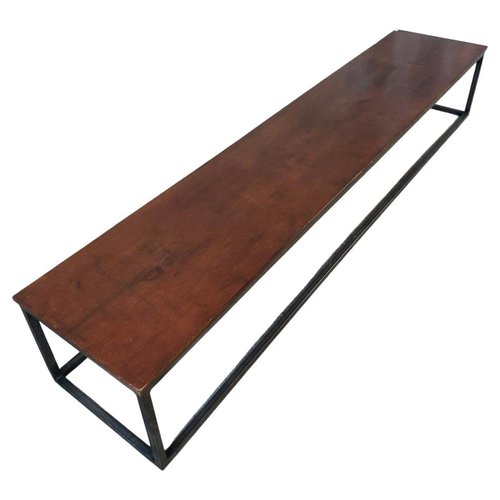 Long and Narrow Coffee Table in Walnut with Steel Frame for sale at Pamono