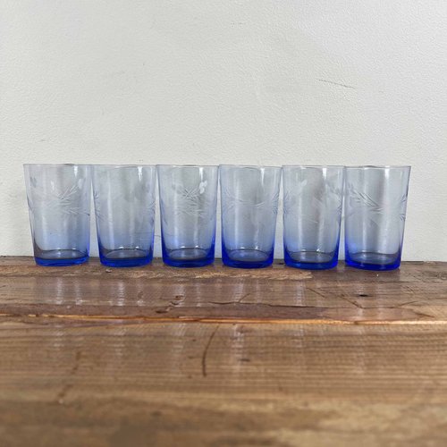 Blue Drinking Glasses, Japan, 1940s, Set of 6 for sale at Pamono