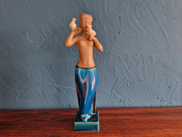 Glazed Stoneware Woman Statue by Johannes Hedegaard for Royal