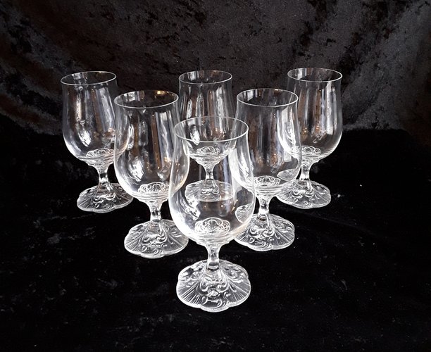 German Crystal Champagne Flute Glasses, 1980s, Set of 6 for sale at Pamono