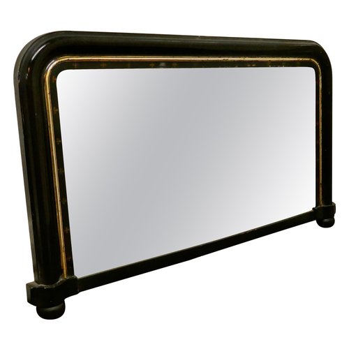 Victorian Black Lacquer OverMantel Mirror, 1880s for sale at Pamono