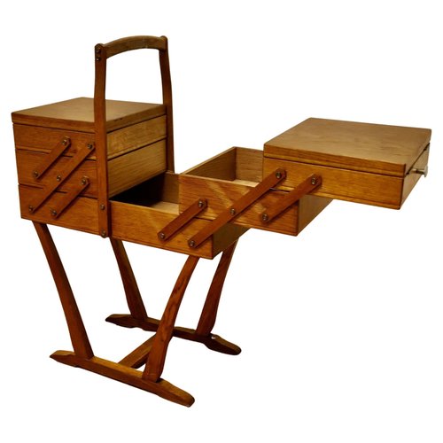 Art Deco French Metamorphic Concertina Sewing Box, 1920s for sale at Pamono