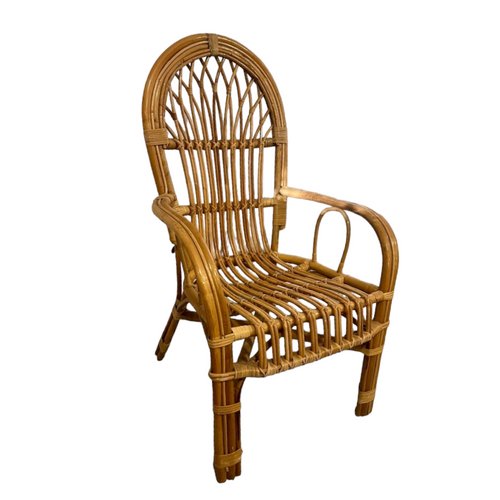 Vintage Spanish Bamboo Armrest Chair for sale at Pamono
