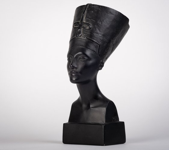 Busto Di Nefertiti In Resina Dorata Dipinta A Mano - Decorazione Egiziana, Dimensioni 12x17x25 Cm