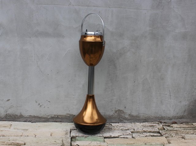 Mid-Century Floor Stand Ashtray in Chrome and Massive Metal, 1960s