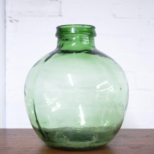 haalbaar menigte Uitsluiten Vintage Green Handblown Glass Bottle Demijohn attributed to Viresa, 1970s  for sale at Pamono