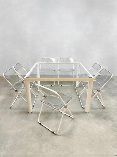 Italian Plia Folding Dining Table and Chairs by Giancarlo