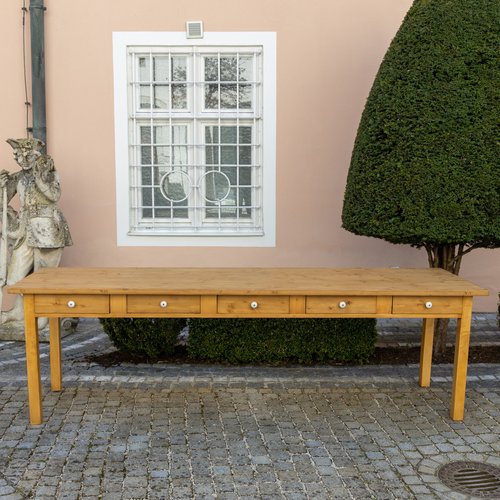Soft Wood Dining Table with Drawers for sale at Pamono
