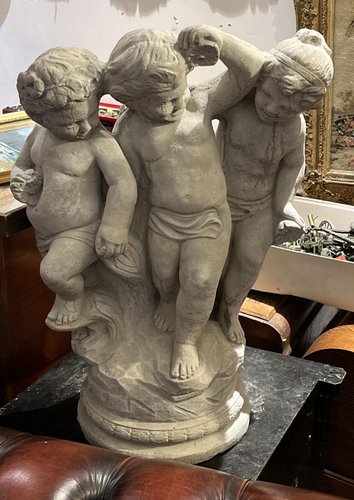 Statua Da Giardino In Pietra, Carlino Seduto, Grande, Arredo Esterno