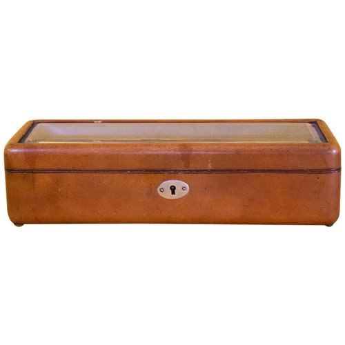 19th Century Box in Lather and Silk, 1880s for sale at Pamono