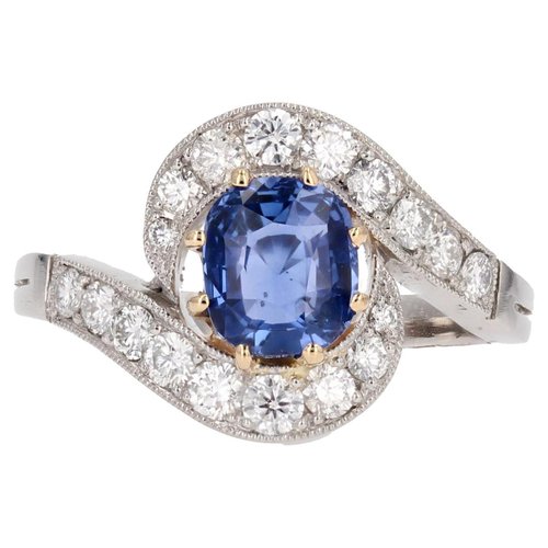 Belle Epoque Style Sapphire, Diamond, 18 Karat Yellow Gold
