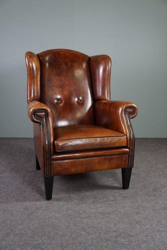 Centraliseren Picasso Malawi Vintage Brown Leather Armchair for sale at Pamono