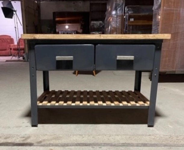 Industrial Bakery Workbench with Drawers, Former Czechoslovakia for