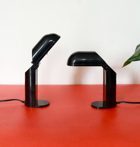 Postmodern Italian Black Wall Lamps, 1980s, Set of 2 for sale at