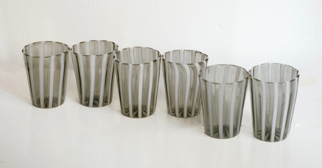 Lot De 6 Verres De Murano 350ml - Collection Marea En Verre Soufflé à La Main, Fabrication Artisanale Italienne
