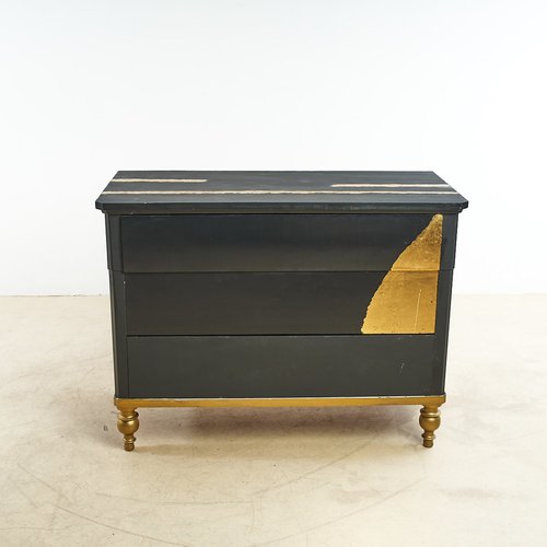 Dresser in Black & with Gold Leaf Details, 1800s for sale at Pamono