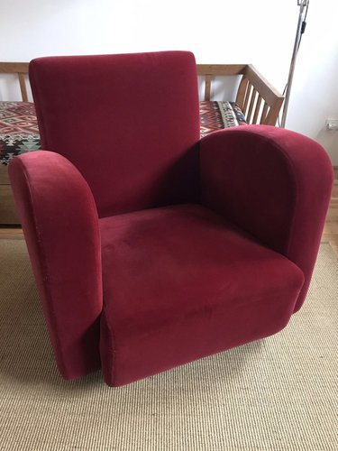 Art Deco Red Armchair for sale at Pamono