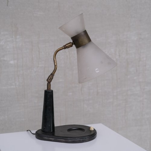 Mid-Century French Adjustable Leather and Table Lamp sale at Pamono