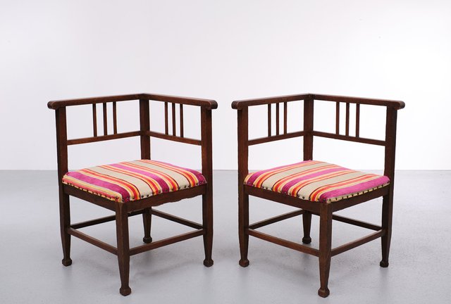 Set of Amsterdam School Corner Chairs, the Netherlands, 1920s for