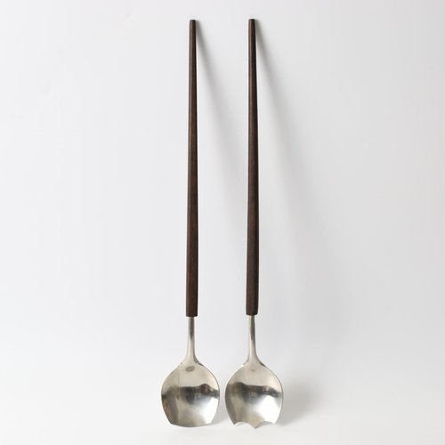 Couverts à Salade Vintage – Lot Bois Et Plastique, Multicolore, Design Rétro