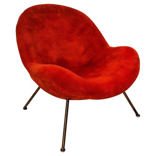 Egg Chair in Original Red Fabric by Fritz Neth 1965 for sale at