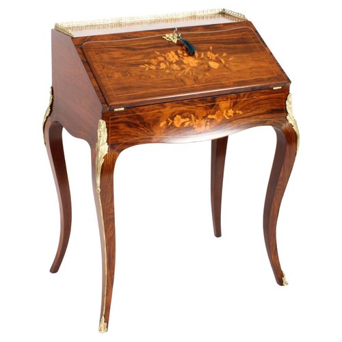 Antique French Gonçalo Alves Marquetry Desk, 19th Century for sale at