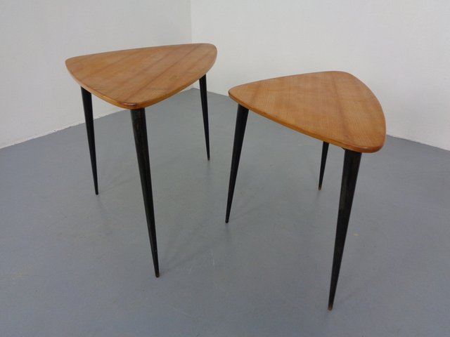 Mid-Century Triangular Birch Side Tables, 1960s, Set of 2 for sale at ...