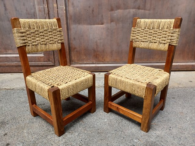 Set of Childrens Chairs in Wood and Ropes, 1960s for sale at Pamono