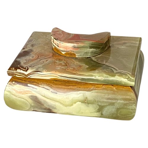 Onyx Jewelry Box in Green, Italy, 1970s for sale at Pamono