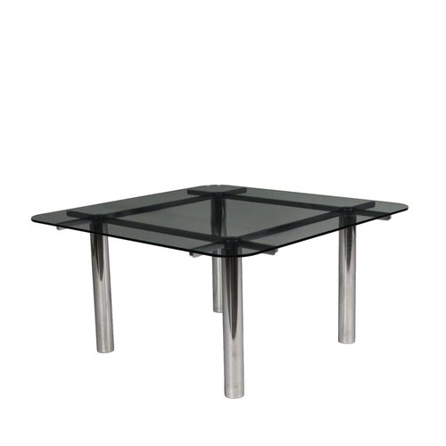 Vintage Italian Table in Chromed Metal and Glass, 1970s for sale at Pamono