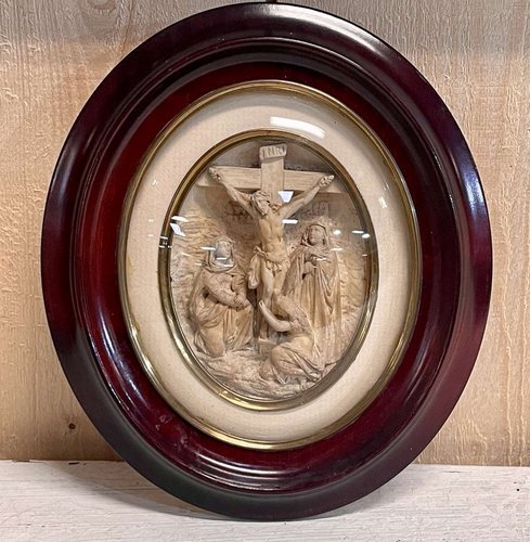 Reliquaire Argent 800 Doré 3,2g - Médaillon Religieux Avec Lunule Velours Rouge