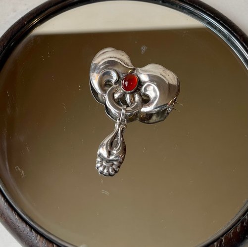 Spilla art nouveau diamante e zaffiri