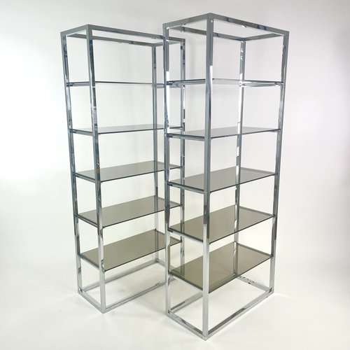 Belgian Shelves in Chrome and Smoked Glass from Belgo Chrom, 1980, Set
